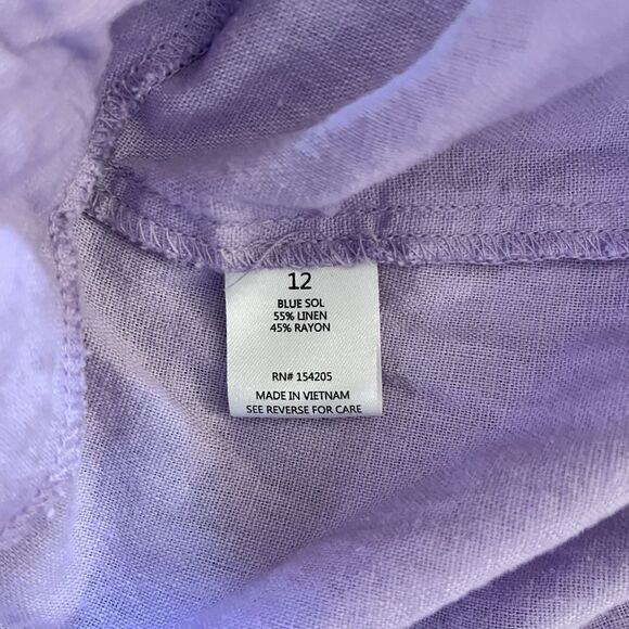 Blue Sol Linen Blend Shorts Women’s Size 12 Lilac Purple Cuffed Hem - Picture 4 of 5